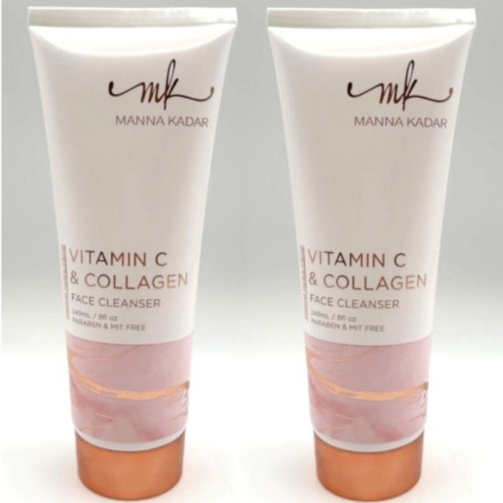 2 Pack Manna Kadar MK Vitamin C & Collagen Face Cleanser Paraben Free 8oz